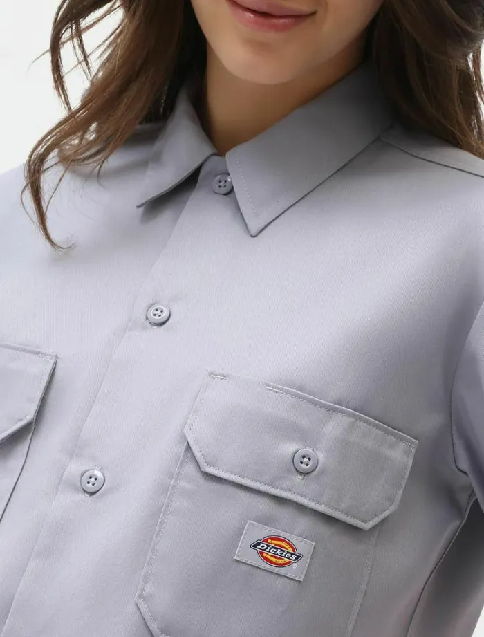 Women Shirts Dickies Cropped Work Shirt Lilac Gray