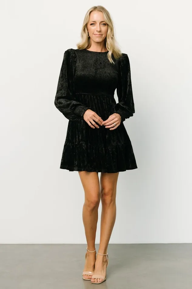Women Short Dresses Baltic Born Kele Crushed Velvet Mini Dress Black