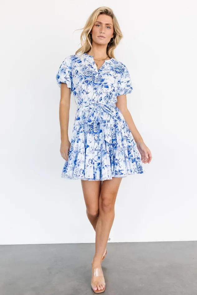 Women Short Dresses Baltic Born Mikki Mini Dress White Blue