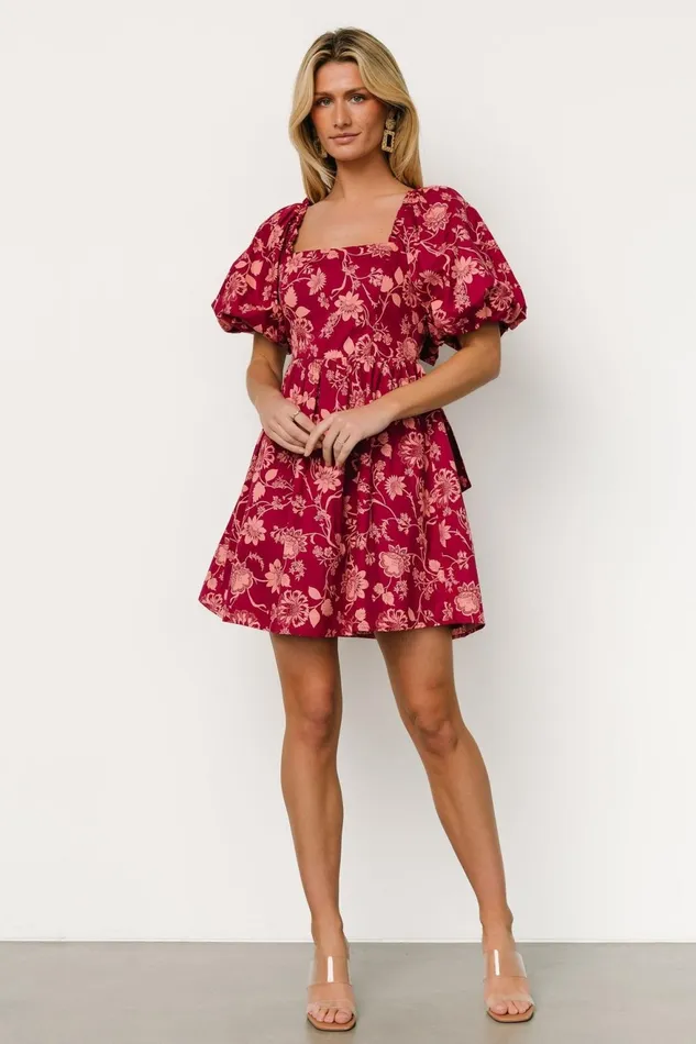 Women Short Dresses Baltic Born Milana Mini Dress Wine Print
