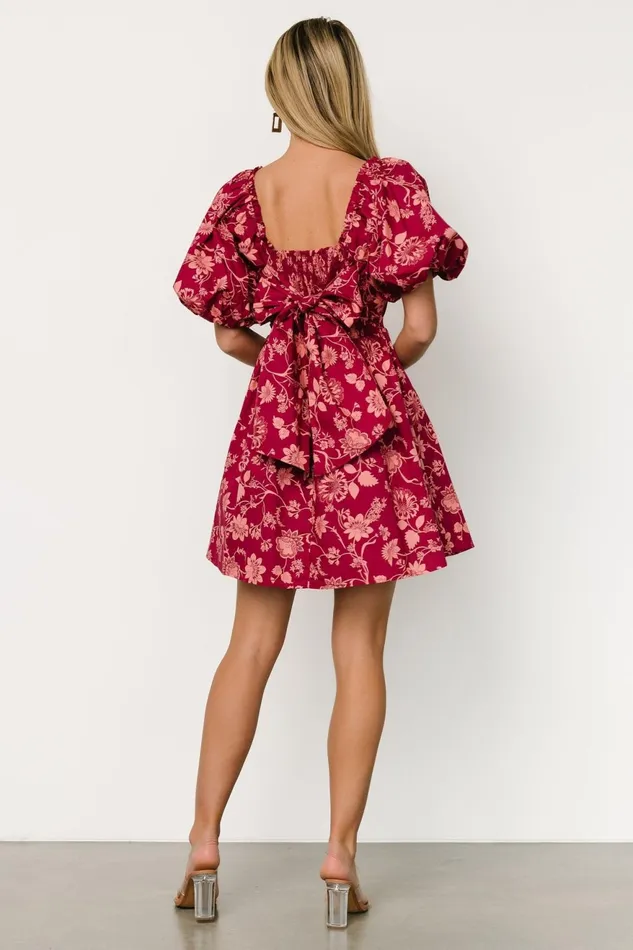Women Short Dresses Baltic Born Milana Mini Dress Wine Print Women Short Dresses Baltic Born Milana Mini Dress Wine Print