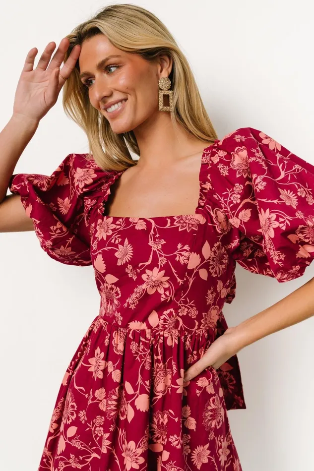 Women Short Dresses Baltic Born Milana Mini Dress Wine Print Women Short Dresses Baltic Born Milana Mini Dress Wine Print