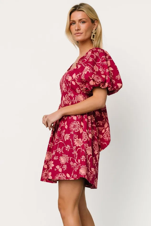 Women Short Dresses Baltic Born Milana Mini Dress Wine Print Women Short Dresses Baltic Born Milana Mini Dress Wine Print