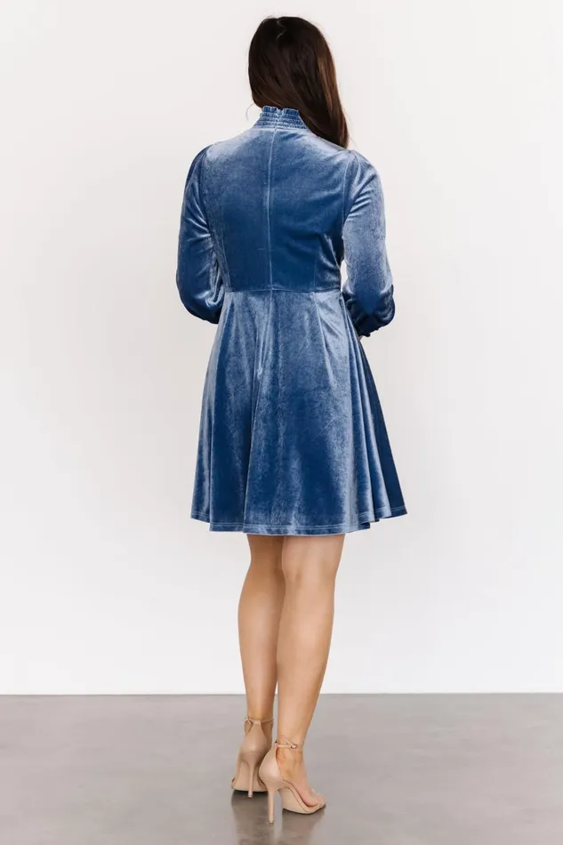 Women Short Dresses Baltic Born Tina Velvet Short Dress Blue Women Short Dresses Baltic Born Tina Velvet Short Dress Blue
