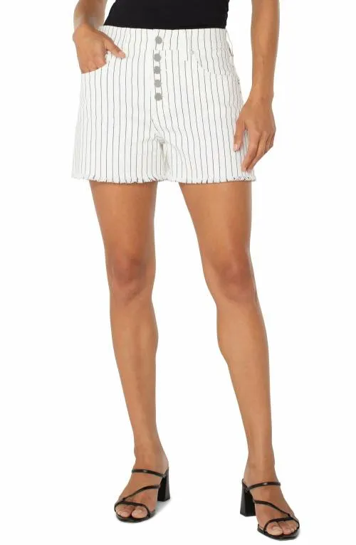 Women Shorts Liverpool Los Angeles Christine Hirise Aline Short White Black Pinstripe