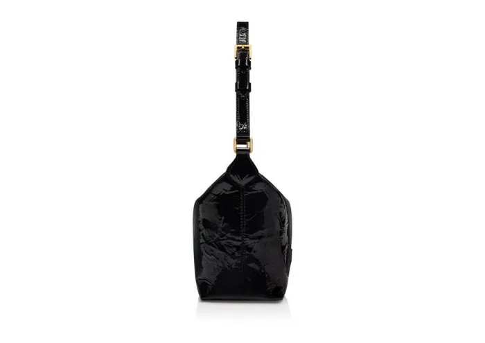 Women Shoulder Bags Tom Ford Crinkled Patent Leather Label Medium Pouch Black Women Shoulder Bags Tom Ford Crinkled Patent Leather Label Medium Pouch Black
