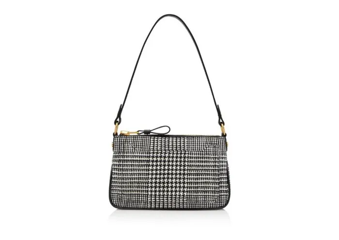 Women Shoulder Bags Tom Ford Prince Of Wales Wool Jennifer Mini Bag Black Chalk