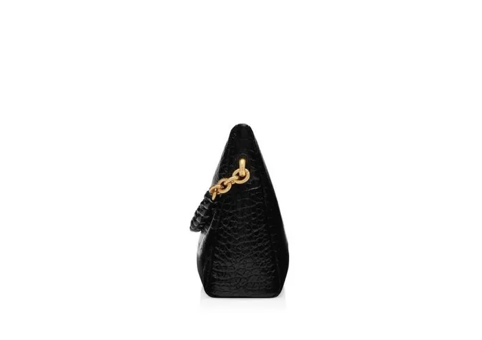 Women Shoulder Bags Tom Ford Shiny Stamped Crocodile Leather Carine Large Hobo Black Women Shoulder Bags Tom Ford Shiny Stamped Crocodile Leather Carine Large Hobo Black