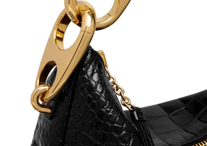 Women Shoulder Bags Tom Ford Shiny Stamped Crocodile Leather Carine Large Hobo Black Women Shoulder Bags Tom Ford Shiny Stamped Crocodile Leather Carine Large Hobo Black
