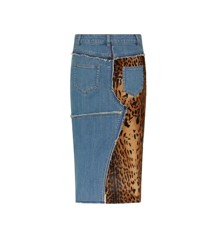 Women Skirts Tom Ford Denim and Calf Hair Pencil Skirt Indigo Beigebrown Women Skirts Tom Ford Denim and Calf Hair Pencil Skirt Indigo Beigebrown