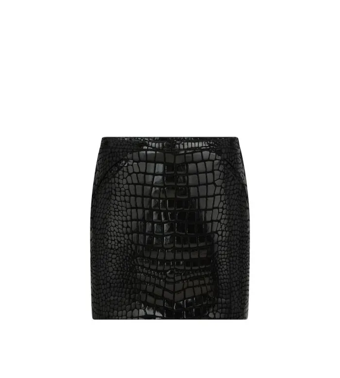 Women Skirts Tom Ford Printed Croc Leather Mini Skirt Black