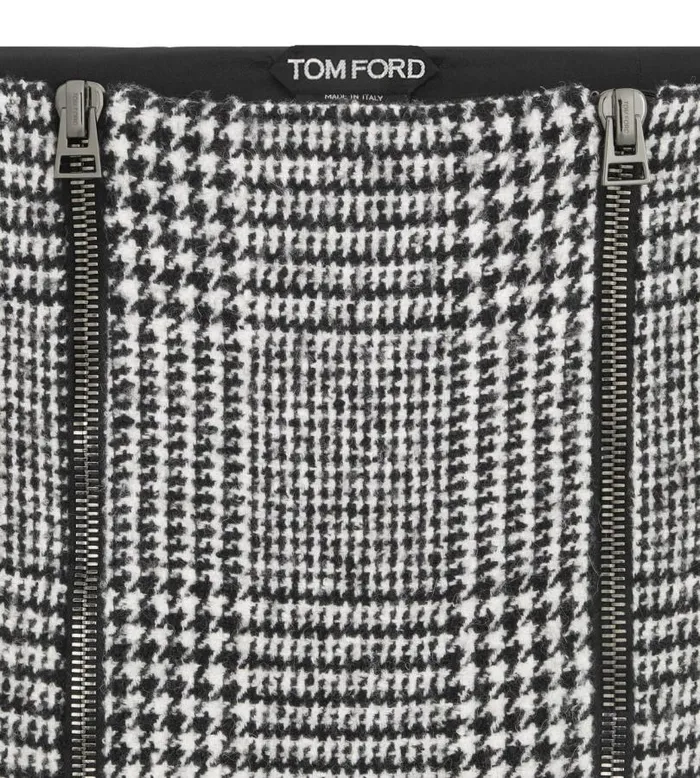 Women Skirts Tom Ford Wool Zipped Pencil Skirt Chalk and Black Women Skirts Tom Ford Wool Zipped Pencil Skirt Chalk and Black