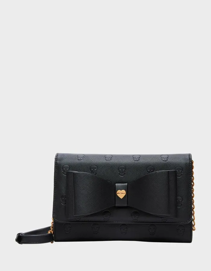 Women SKULLICIOUS WALLET WITH CHAIN BLACK Betsey Johnson