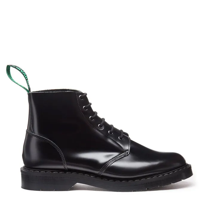 Women Solovair Astronaut Boots Black HiShine 6 Eye Derby Boot