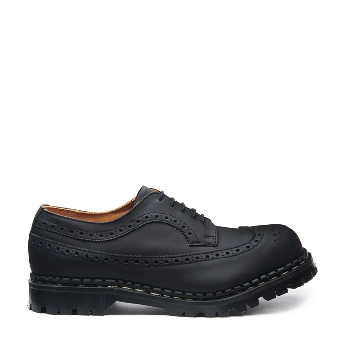 Women Solovair Brogue Shoes Black Greasy Steel Toe American Brogue Shoe