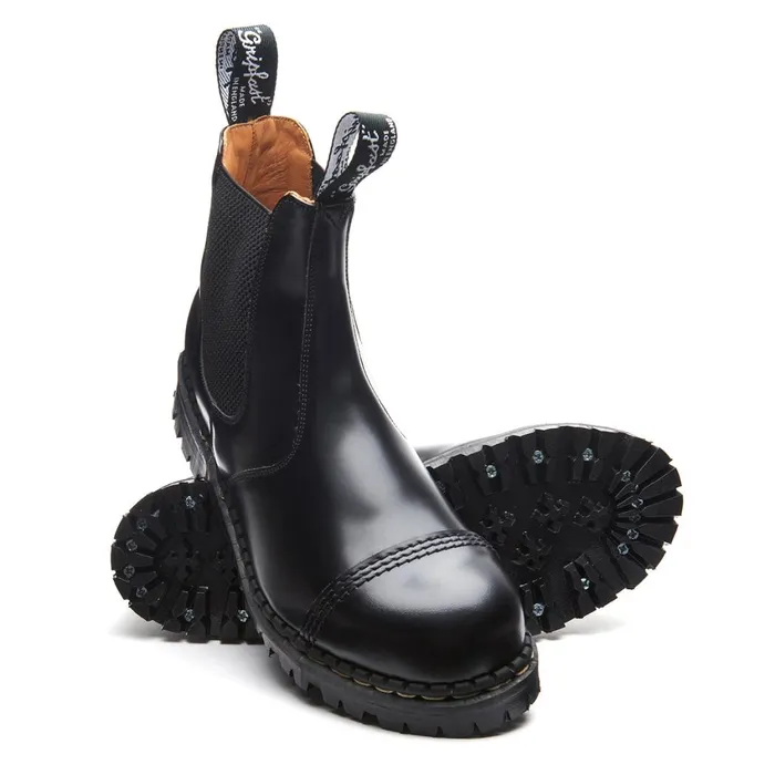 Women Solovair Dealer Boots Black HiShine Steel Toe Capped Dealer Boot