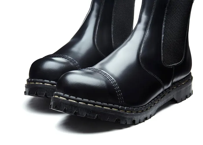 Women Solovair Dealer Boots Black HiShine Steel Toe Capped Dealer Boot