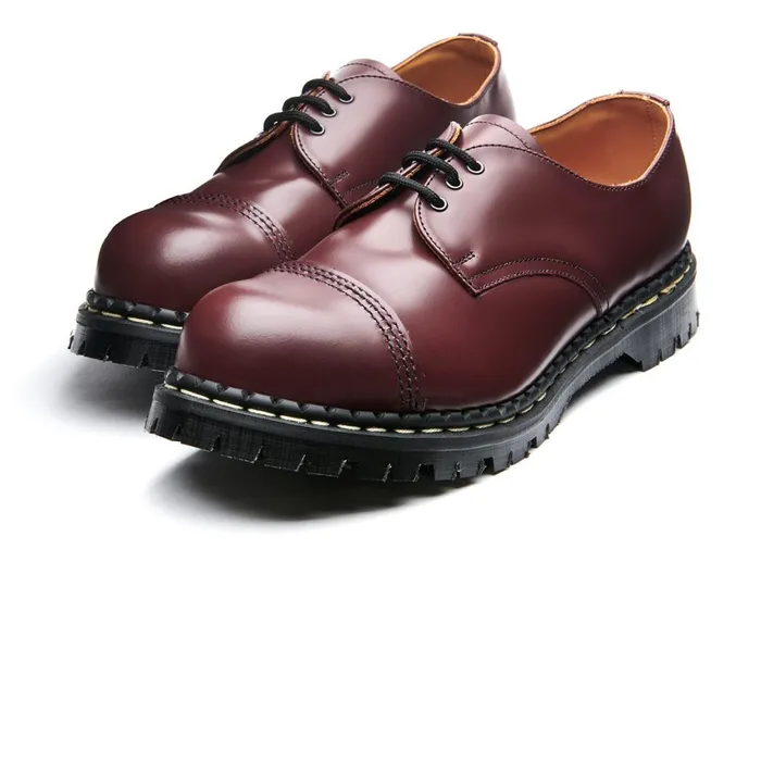 Women Solovair Gibson Shoes Oxblood HiShine Steel Toe Capped Gibson Shoe