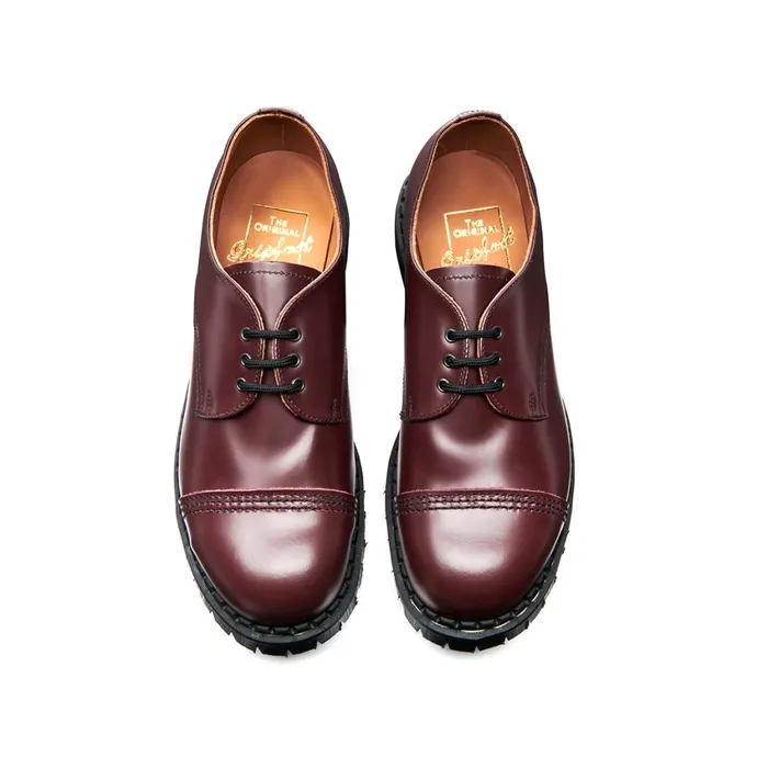 Women Solovair Gibson Shoes Oxblood HiShine Steel Toe Capped Gibson Shoe