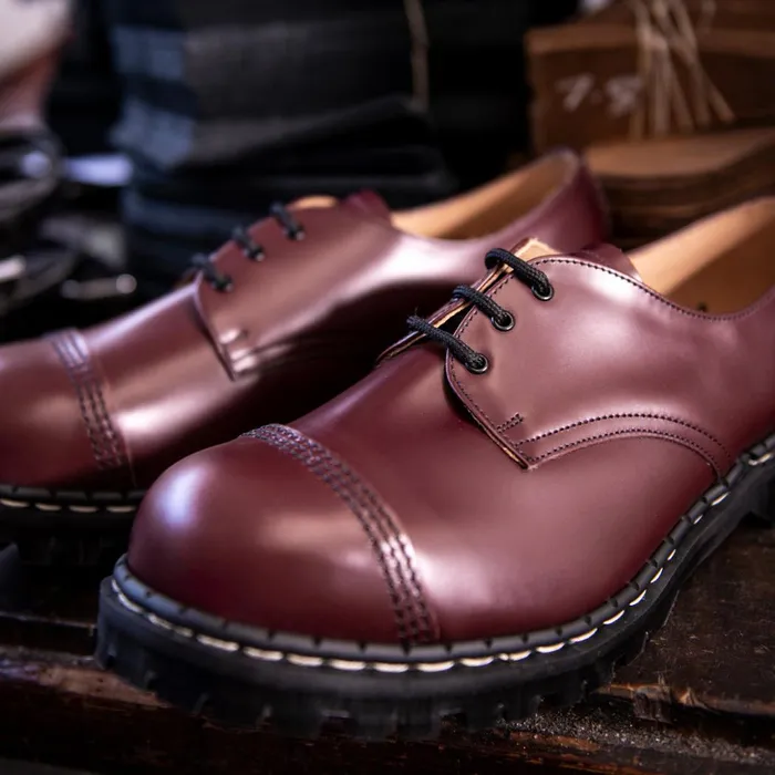 Women Solovair Gibson Shoes Oxblood HiShine Steel Toe Capped Gibson Shoe