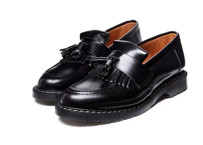 Women Solovair Loafers Black HiShine Tassel Loafer