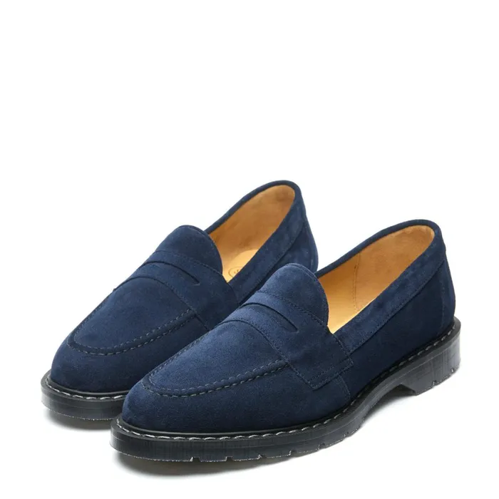 Women Solovair Loafers Navy Suede Penny Loafer