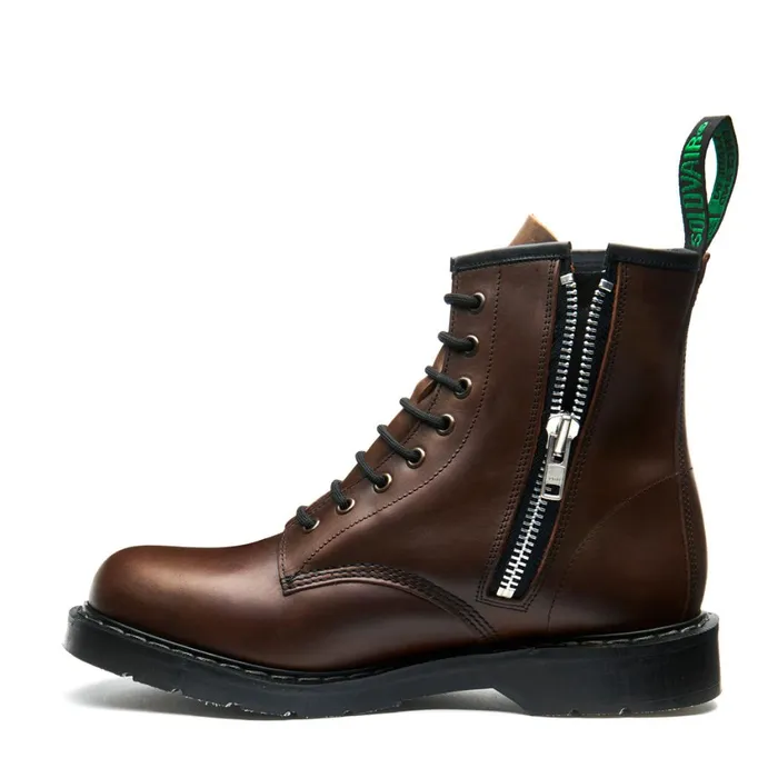 Women Solovair Zip Boots Gaucho Crazy Horse 8 Eye Zip Derby Boot