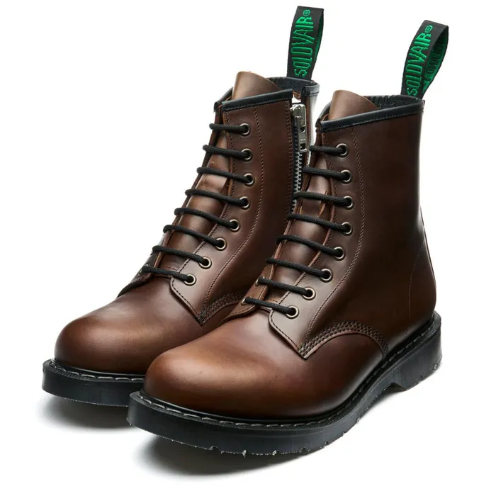 Women Solovair Zip Boots Gaucho Crazy Horse 8 Eye Zip Derby Boot