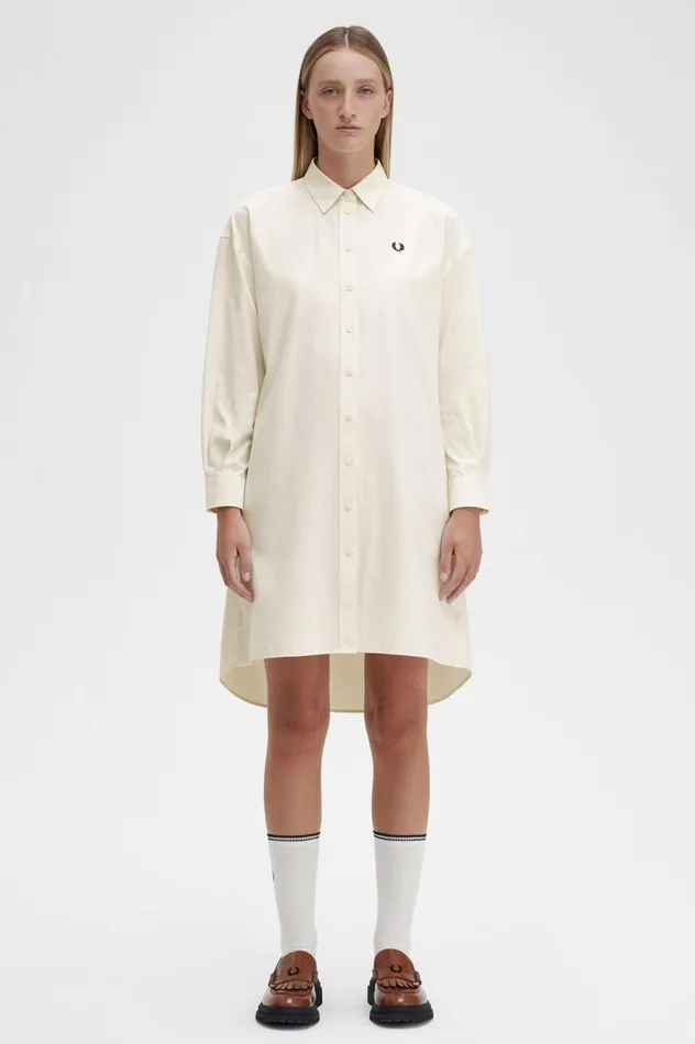 Women Split Detail Shirt Dress Ecru Fred Perry Dresses