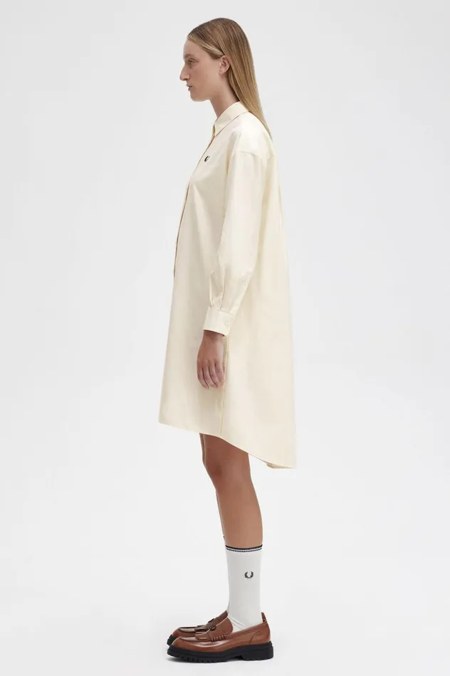 Women Split Detail Shirt Dress Ecru Fred Perry Dresses