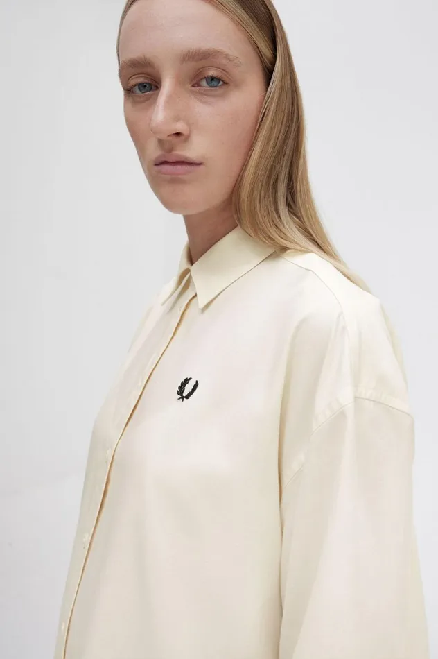 Women Split Detail Shirt Dress Ecru Fred Perry Dresses