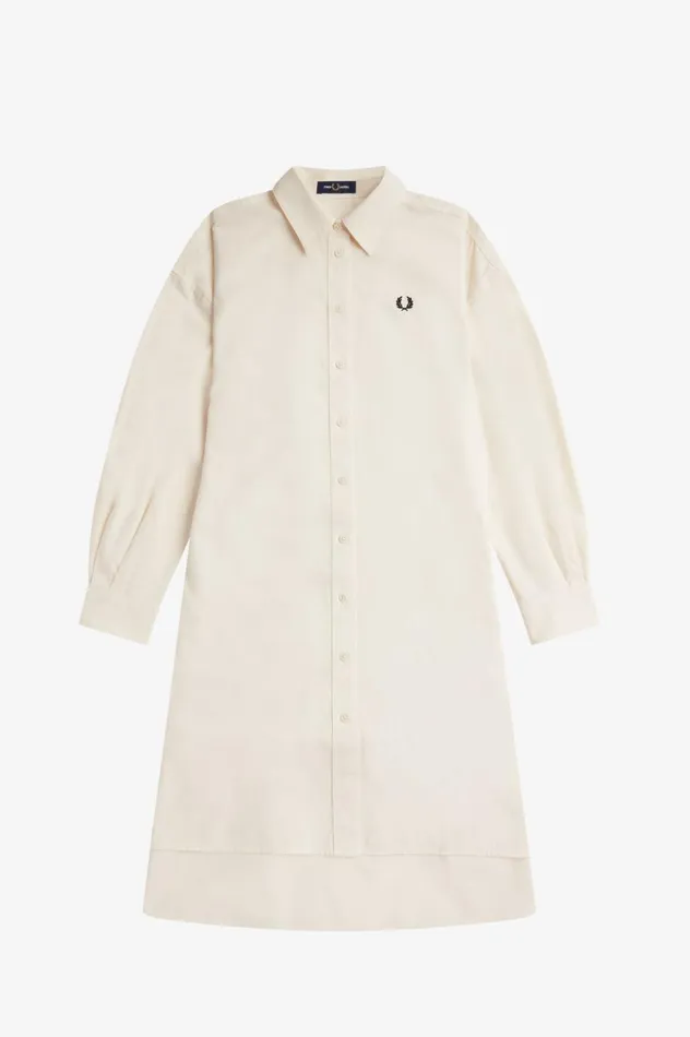 Women Split Detail Shirt Dress Ecru Fred Perry Dresses