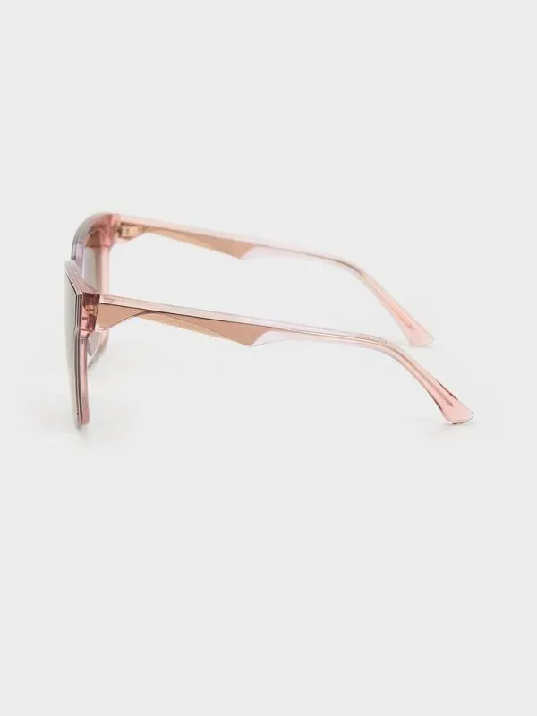 Women Square ThickFrame Sunglasses 8211 Pink CHARLES and KEITH Square