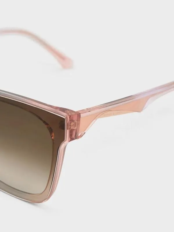Women Square ThickFrame Sunglasses 8211 Pink CHARLES and KEITH Square