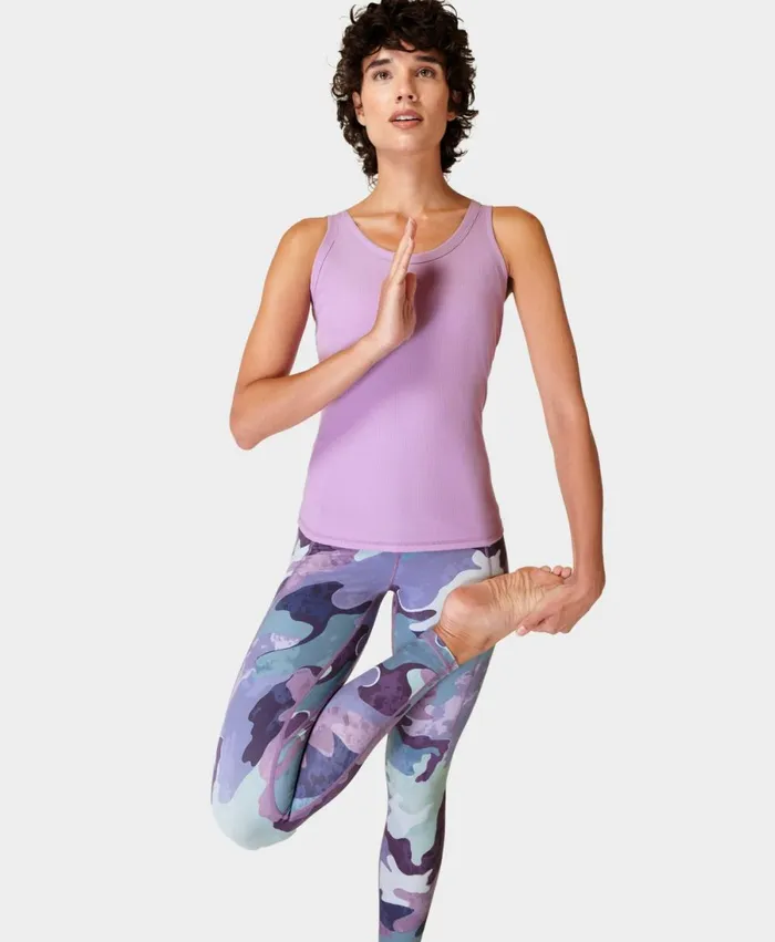 Women Super Soft Yoga Leggings Green Camo Patch Print Sweaty Betty Pocketed