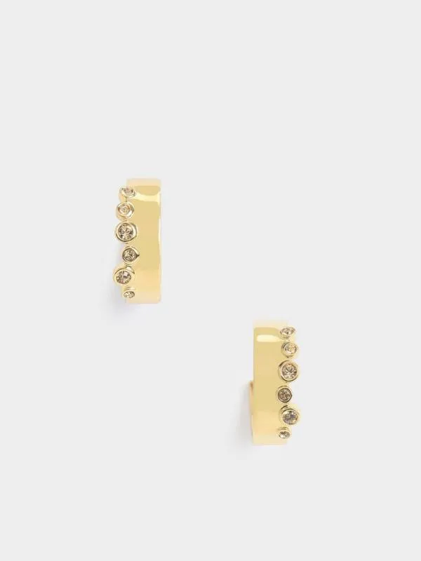 Women Swarovski Crystal Studded Hoop Earrings 8211 Gold CHARLES and KEITH Earrings Women Swarovski Crystal Studded Hoop Earrings 8211 Gold CHARLES and KEITH Earrings
