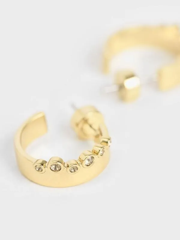 Women Swarovski Crystal Studded Hoop Earrings 8211 Gold CHARLES and KEITH Earrings Women Swarovski Crystal Studded Hoop Earrings 8211 Gold CHARLES and KEITH Earrings