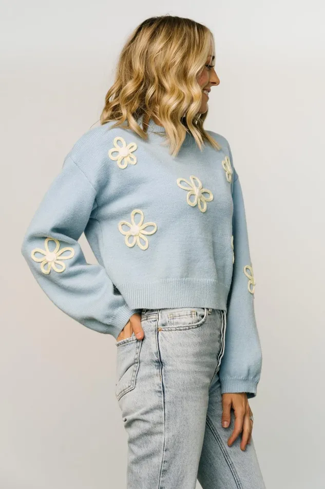 Women Sweaters Baltic Born Annie Flower Knit Sweater Blue Women Sweaters Baltic Born Annie Flower Knit Sweater Blue