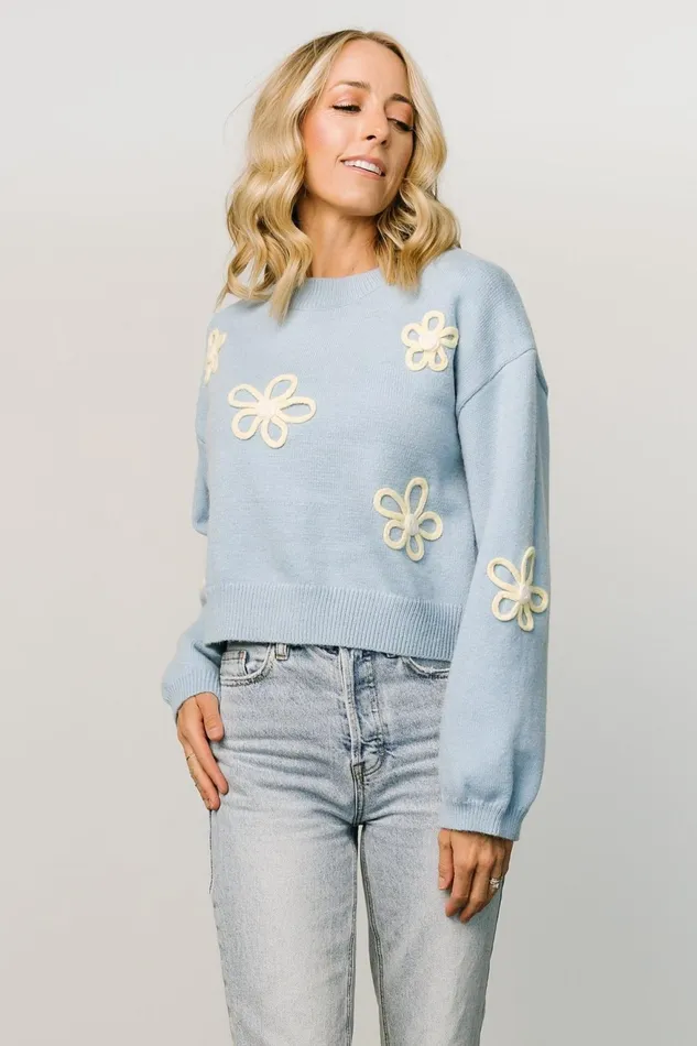 Women Sweaters Baltic Born Annie Flower Knit Sweater Blue Women Sweaters Baltic Born Annie Flower Knit Sweater Blue