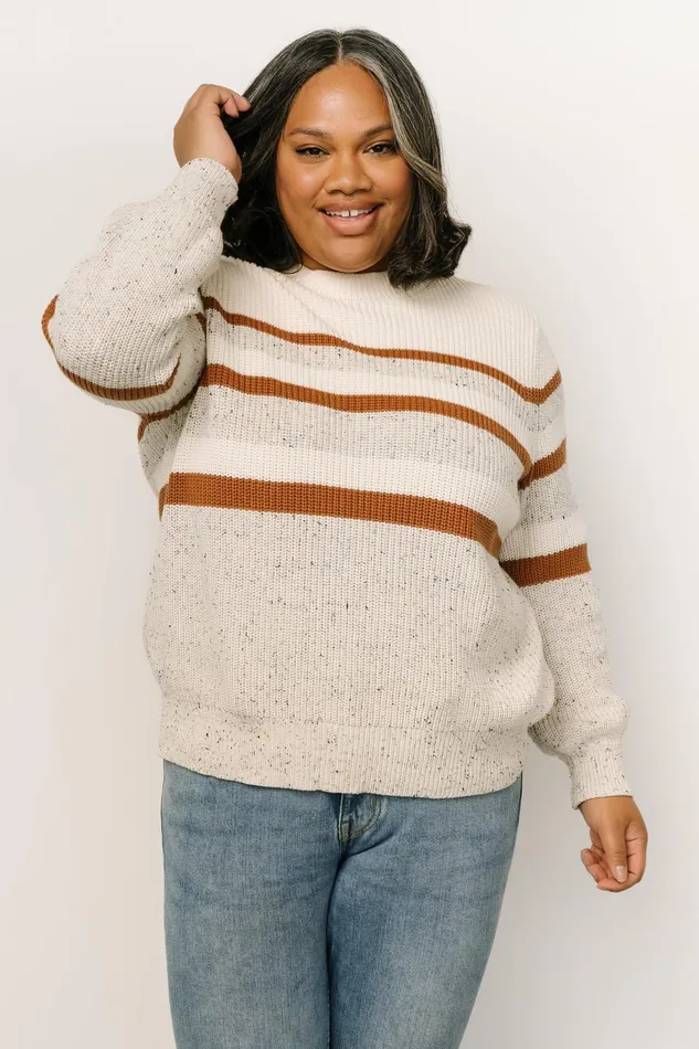 Women Sweaters Baltic Born Peyton Striped Sweater Cream Camel