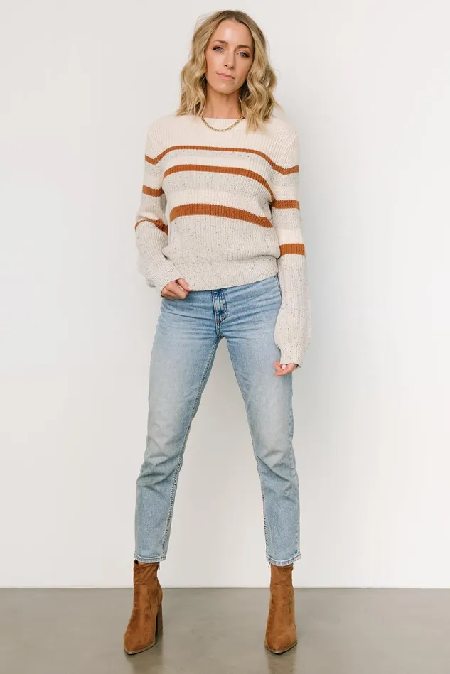 Women Sweaters Baltic Born Peyton Striped Sweater Cream Camel