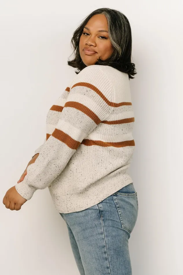 Women Sweaters Baltic Born Peyton Striped Sweater Cream Camel