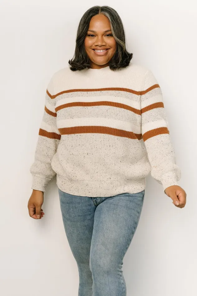 Women Sweaters Baltic Born Peyton Striped Sweater Cream Camel