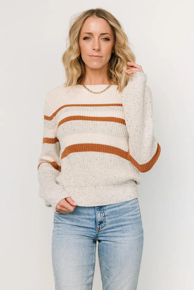 Women Sweaters Baltic Born Peyton Striped Sweater Cream Camel