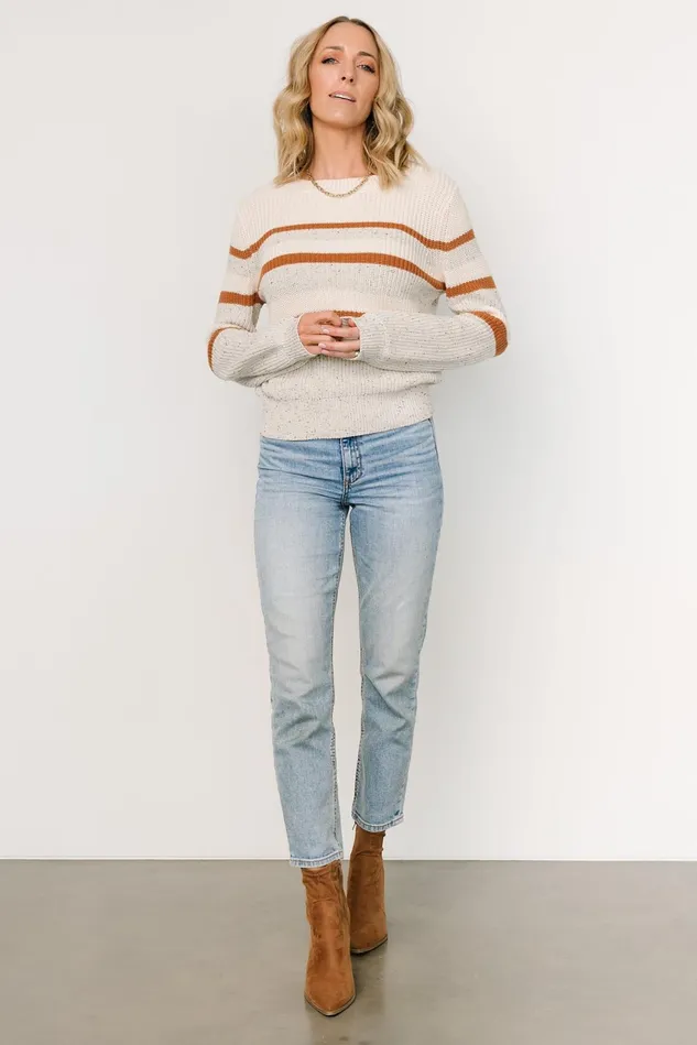 Women Sweaters Baltic Born Peyton Striped Sweater Cream Camel