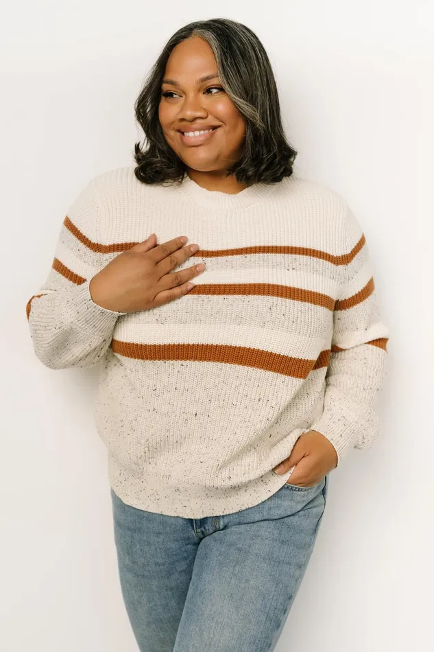 Women Sweaters Baltic Born Peyton Striped Sweater Cream Camel
