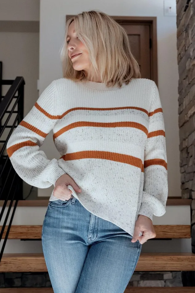Women Sweaters Baltic Born Peyton Striped Sweater Cream Camel