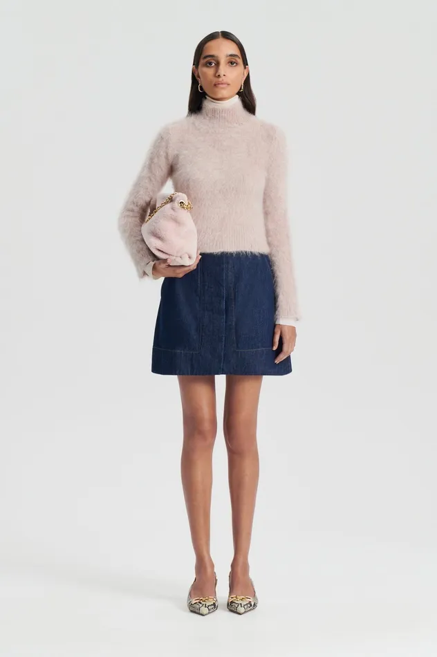 Women Sweaters Scanlan Theodore BRUSHED MOHAIR SLIM SWEATER MINK
