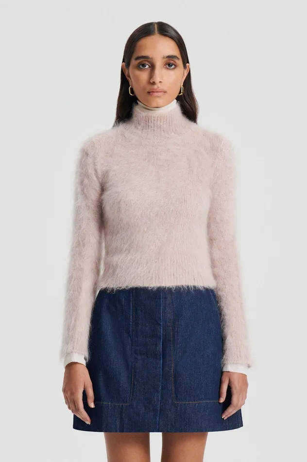 Women Sweaters Scanlan Theodore BRUSHED MOHAIR SLIM SWEATER MINK Women Sweaters Scanlan Theodore BRUSHED MOHAIR SLIM SWEATER MINK