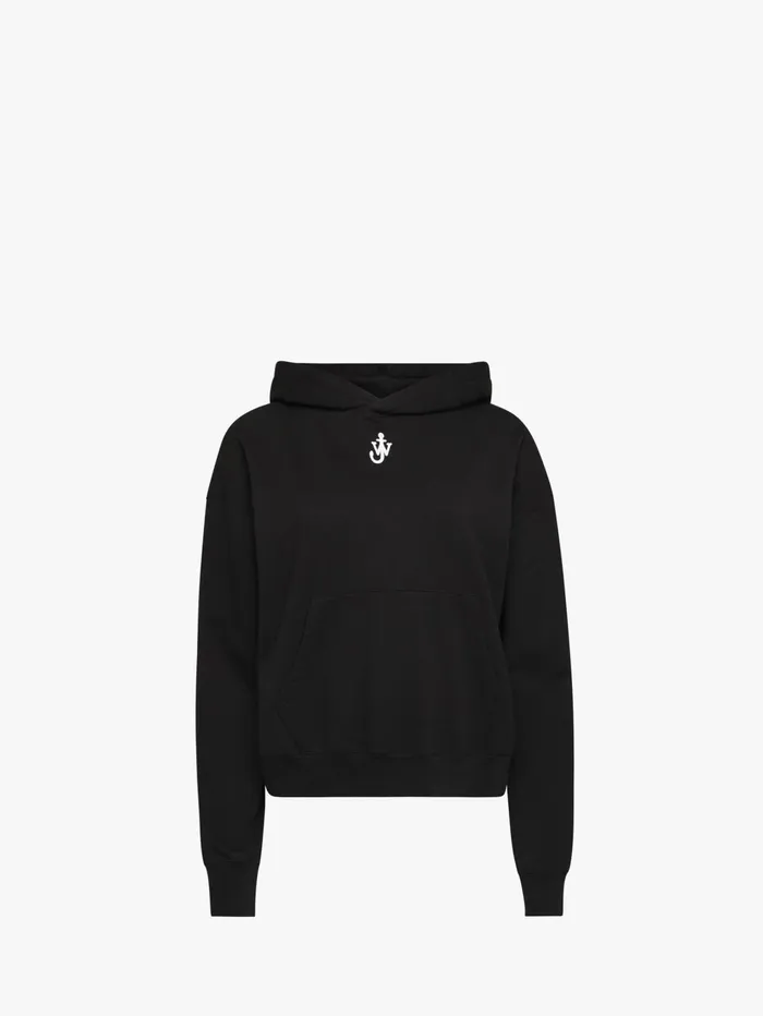 Women Sweatshirt and Hoodies JW Anderson ANCHOR LOGO CROPPED HOODIE Black